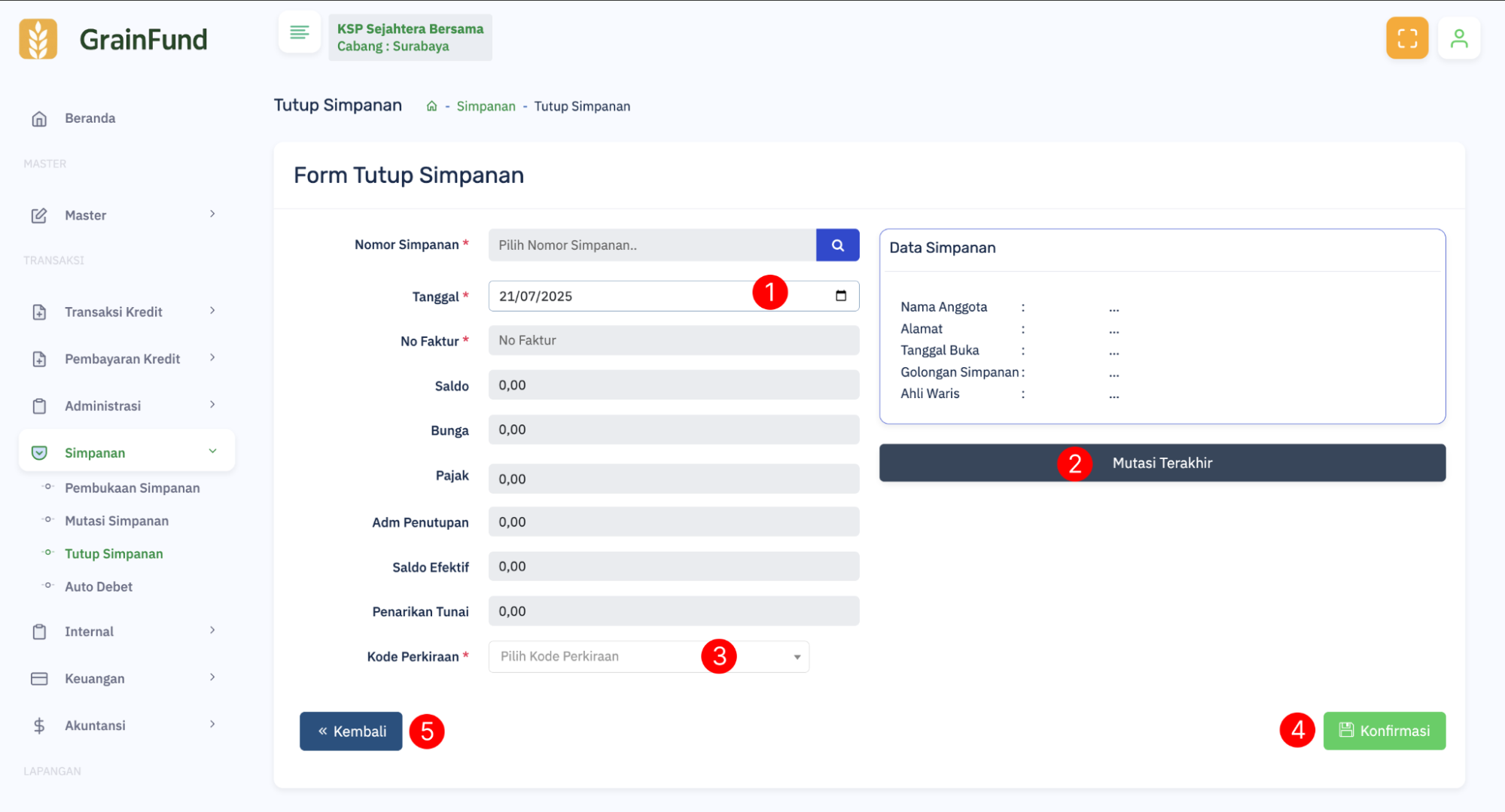 Halaman Tutup Simpanan 0