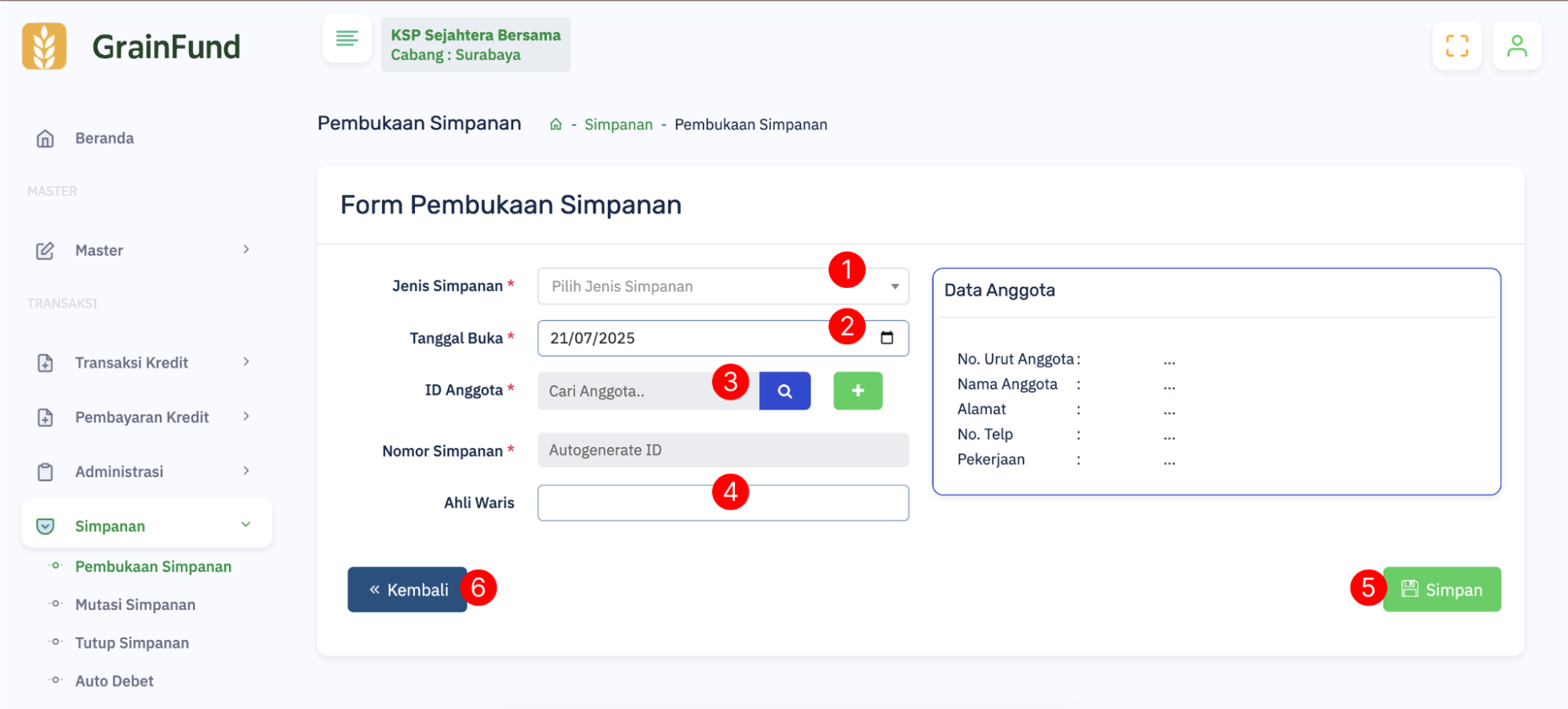 Halaman Pembukaan Simpanan 1
