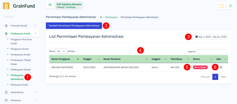 Halaman Pembayaran Administrasi 0