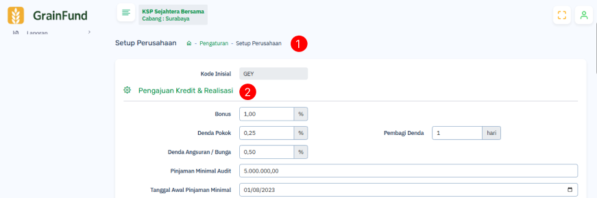 Halaman Setup Perusahaan 0